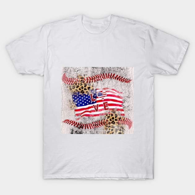 Baseball leopard America love T-Shirt by 2SUNS